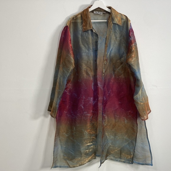Vintage Semi Sheer Metallic Evening Jacket Lightweight Art to Wear 18 - Picture 1 of 12